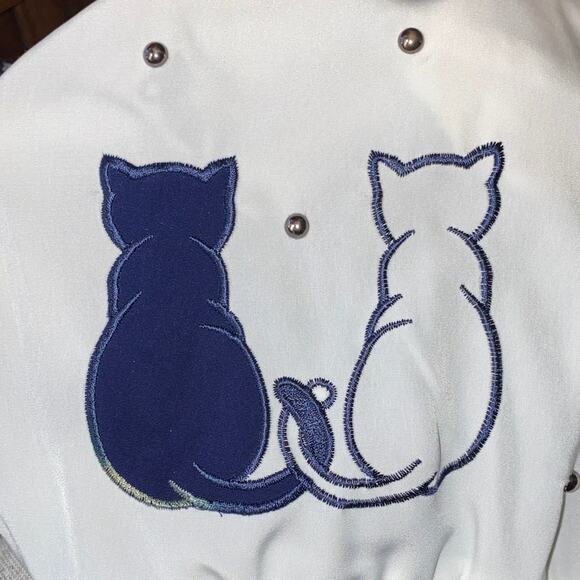 Vintage Cat Lover Jacket Beaded Embroidered Rope Western Sz Large Shoulder Pads - Picture 3 of 16